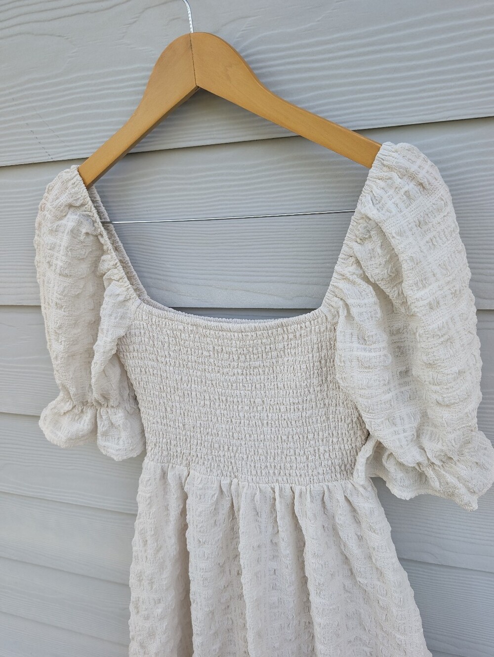 Altar'd State Dress Size S White Creamaxi Princess Cottagecore Lined Puff Sleeve - Picture 6 of 9